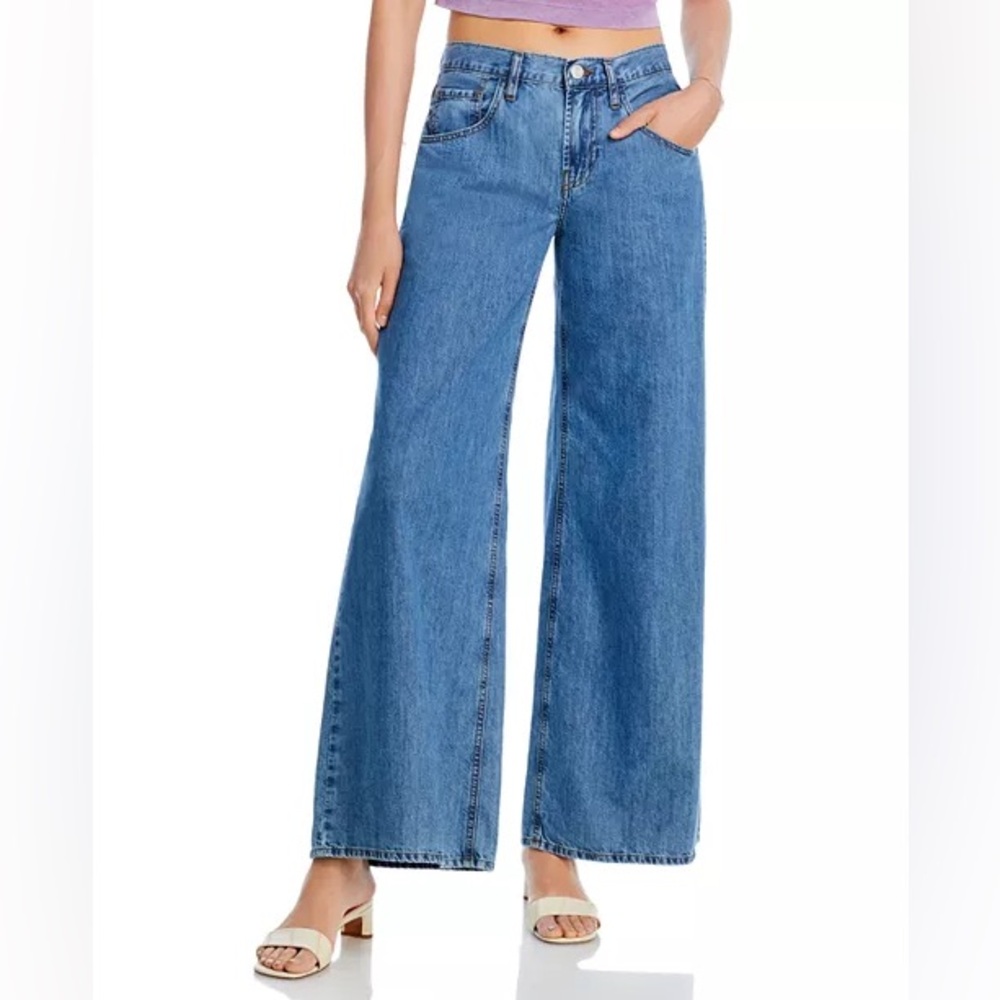 Frame Le Mid Rise Wide Leg Jeans in Happy Indigo Denim Blue Jeans Size 28